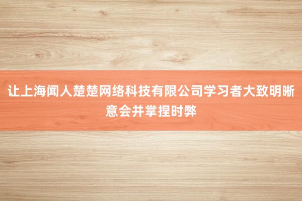 让上海闻人楚楚网络科技有限公司学习者大致明晰意会并掌捏时弊