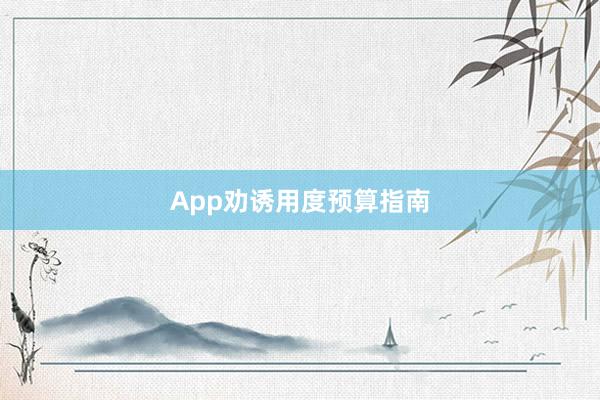App劝诱用度预算指南